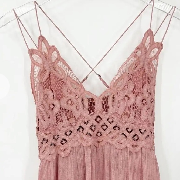 Free People Adella Lace Mini Dress size Large Pink - Picture 5 of 16